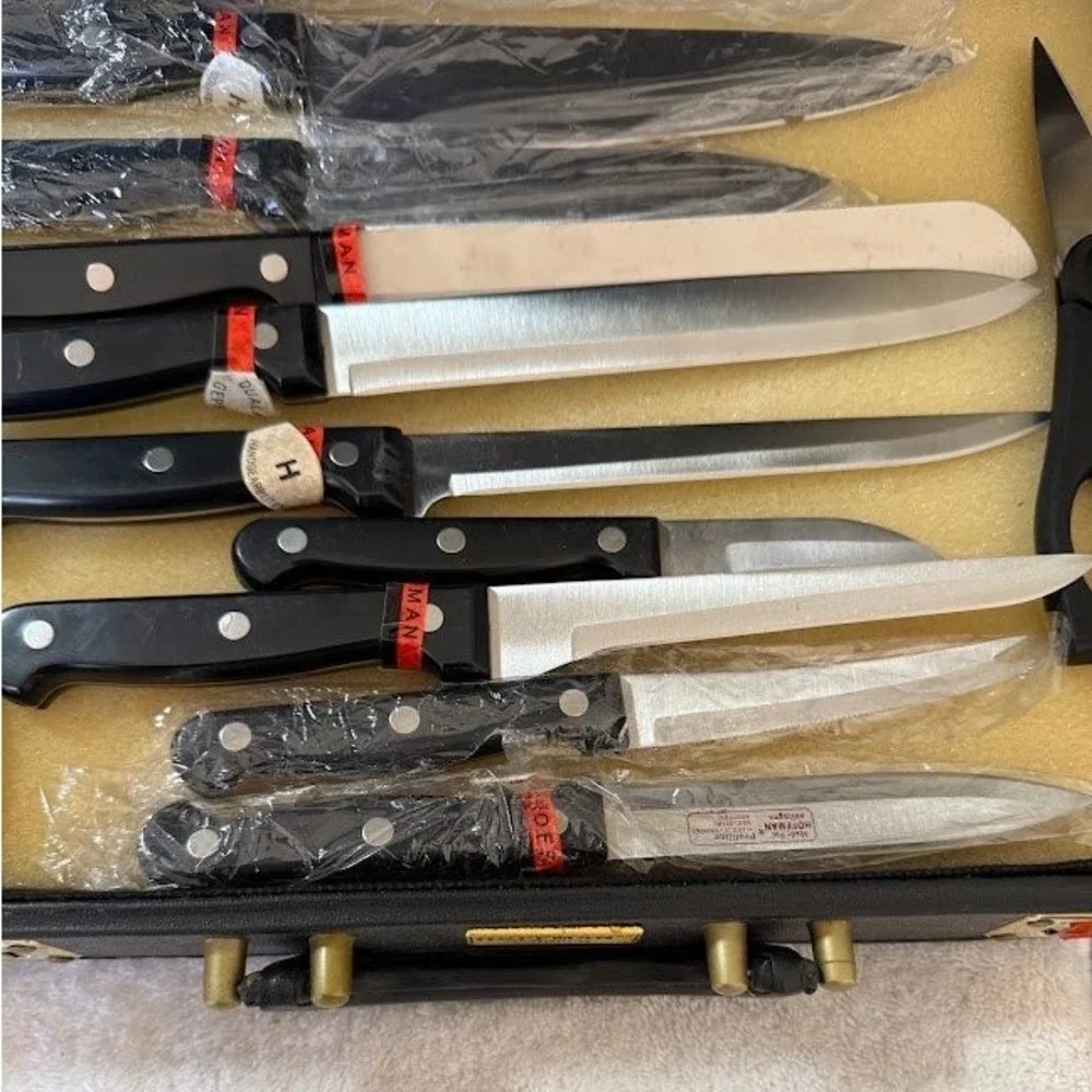 Hoffman Solingen Professional Knife Set in Locking Briefcase Case 14 Piece Black